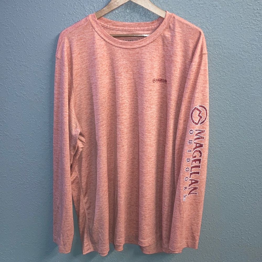 Magellan Outdoors long sleeve shirt, Orange, 3XL, slick texture shirt
